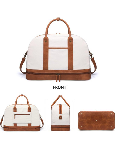 Bolsa de Fin de Semana para Mujeres BOLOSTA Beige 45.7x30.5cm