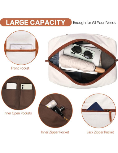 Bolsa de Fin de Semana para Mujeres BOLOSTA Beige 45.7x30.5cm