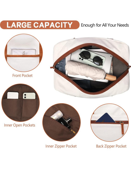 Bolsa de Fin de Semana para Mujeres BOLOSTA Beige 45.7x30.5cm