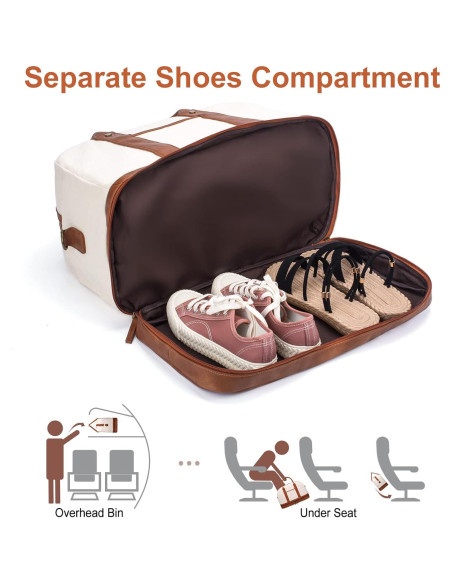 Bolsa de Fin de Semana para Mujeres BOLOSTA Beige 45.7x30.5cm