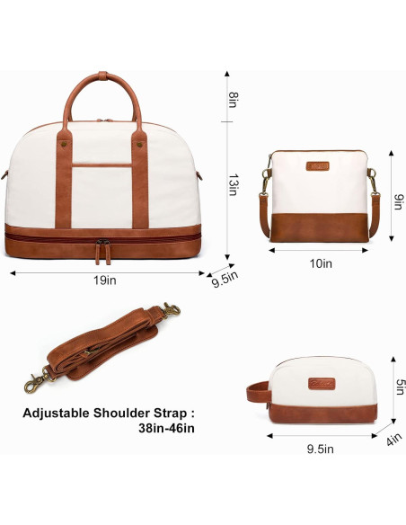 Bolsa de Fin de Semana para Mujeres BOLOSTA Beige 45.7x30.5cm