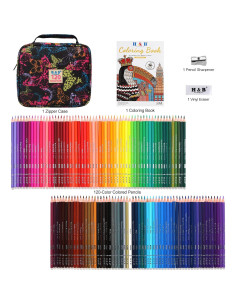 Set de Lápices de Colores H & B 120 Colores con Borrador y Sacapuntas 2