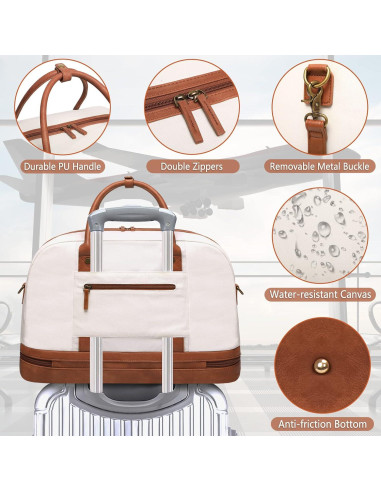 Bolsa de Fin de Semana para Mujeres BOLOSTA Beige 45.7x30.5cm