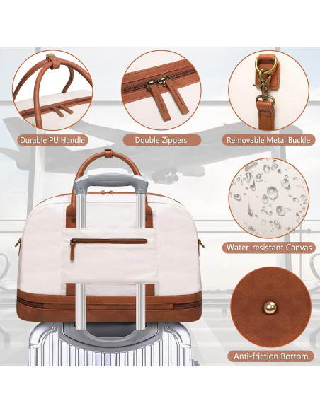 Bolsa de Fin de Semana para Mujeres BOLOSTA Beige 45.7x30.5cm