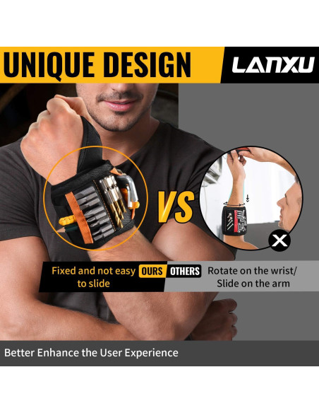 Banda de Muñeca Magnética LANXU con 15 Imánes y 2 Bolsillos