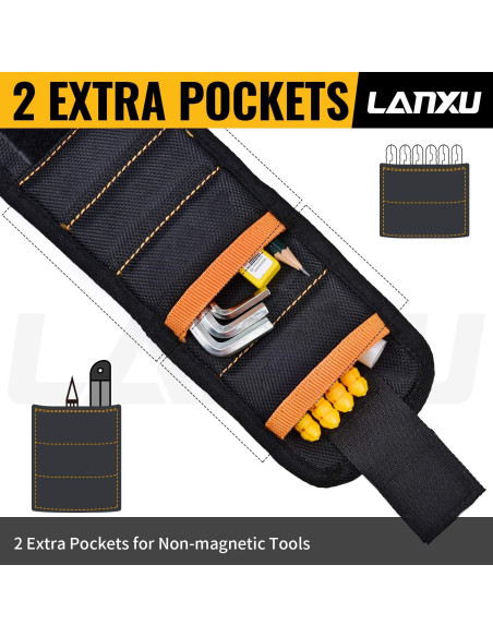 Banda de Muñeca Magnética LANXU con 15 Imánes y 2 Bolsillos