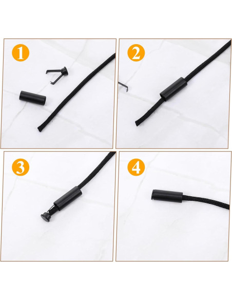 20 Puntas de Cordón de Aleación Lusofie - Negro, Oro, Plata