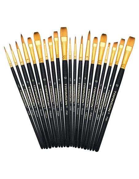 Set de Pinceles de Pintura Transon 20 Piezas Nylon Negro