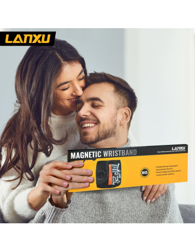 Banda de Muñeca Magnética LANXU con 15 Imánes y 2 Bolsillos