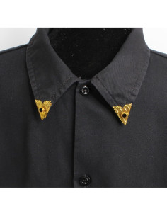 Pasadores de Cuello Chapados en Oro HHH Designs con Piedra Negra 2