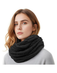 Bufanda Infinita de Invierno para Mujeres - Acrílico Negro 132x30.5 cm 2