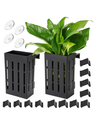 Soporte de Planta de Acuario Borlech Negro 12.7 cm con Ganchos