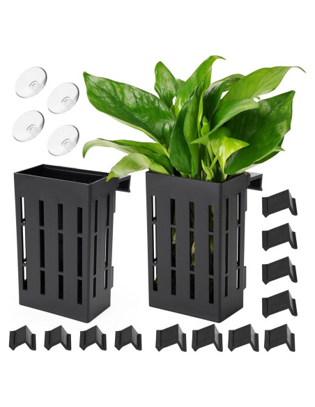 Soporte de Planta de Acuario Borlech Negro 12.7 cm con Ganchos