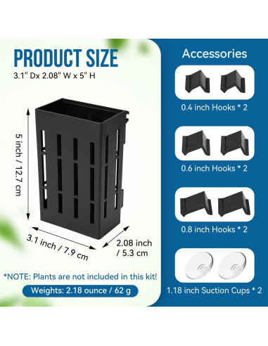 Soporte de Planta de Acuario Borlech Negro 12.7 cm con Ganchos