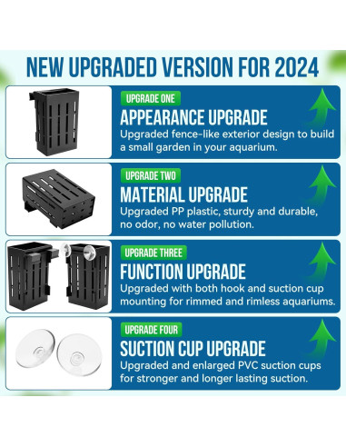 Soporte de Planta de Acuario Borlech Negro 12.7 cm con Ganchos