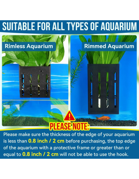 Soporte de Planta de Acuario Borlech Negro 12.7 cm con Ganchos