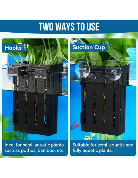 Soporte de Planta de Acuario Borlech Negro 12.7 cm con Ganchos