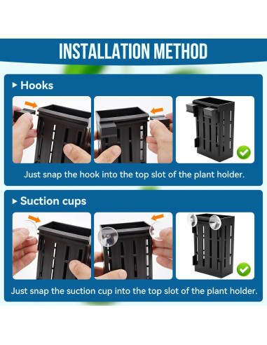 Soporte de Planta de Acuario Borlech Negro 12.7 cm con Ganchos