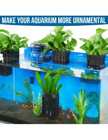 Soporte de Planta de Acuario Borlech Negro 12.7 cm con Ganchos