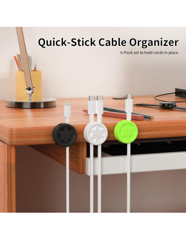 6 Clips Organizadores de Cables XenovaX - Soporte para Escritorio
