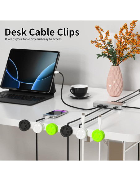 6 Clips Organizadores de Cables XenovaX - Soporte para Escritorio 6 Clips Organizadores de Cables XenovaX - Soporte para Escritorio