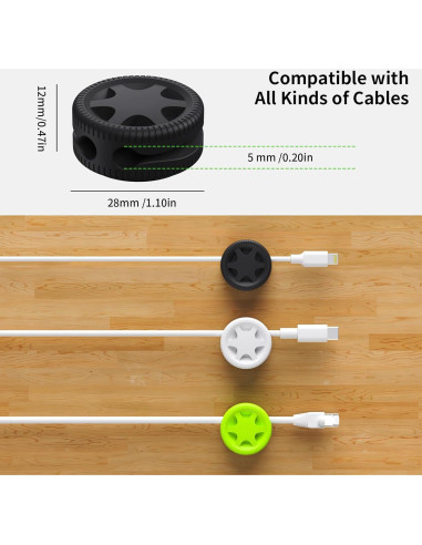 6 Clips Organizadores de Cables XenovaX - Soporte para Escritorio