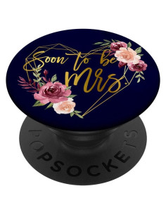 PopSocket Estándar Pronto a ser Sra. Floral Negro