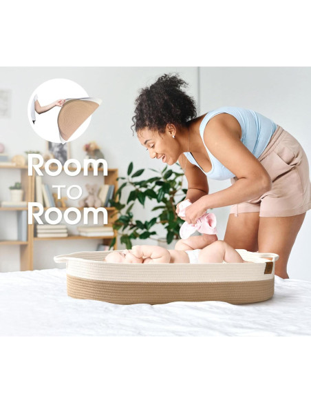 Cesta de Cambio J&JOO con Caddy para Pañales - Marrón y Blanco Cesta de Cambio J&JOO con Caddy para Pañales - Marrón y Blanco