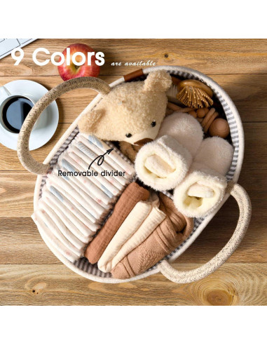 Cesta de Cambio J&JOO con Caddy para Pañales - Marrón y Blanco