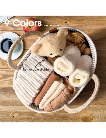 Cesta de Cambio J&JOO con Caddy para Pañales - Marrón y Blanco Cesta de Cambio J&JOO con Caddy para Pañales - Marrón y Blanco