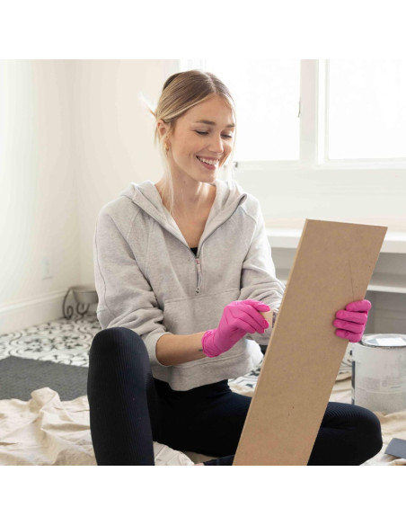 Guantes Desechables de Nitrilo Framar Rosa Medianos 100 Pzas