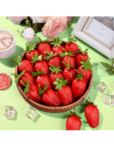 Fresas Artificiales RONRONS 20 Piezas Realistas Decorativas