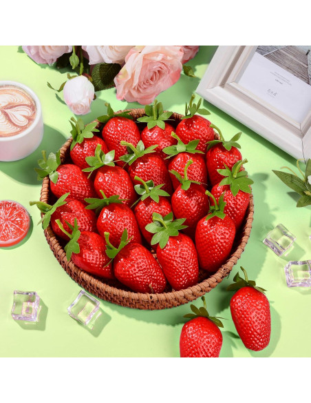 Fresas Artificiales RONRONS 20 Piezas Realistas Decorativas