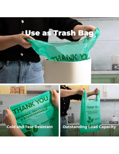 Bolsas biodegradables FMP Brands - 100 unidades tipo camiseta