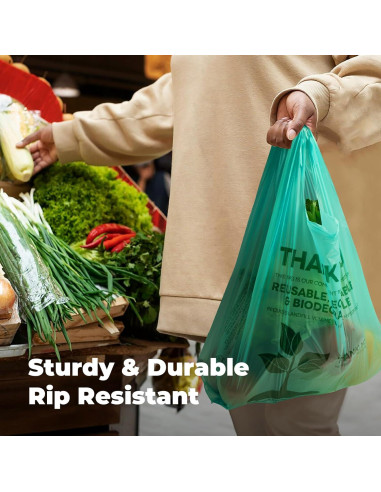 Bolsas biodegradables FMP Brands - 100 unidades tipo camiseta