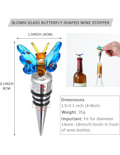 Tapón de Vino Reutilizable HDCRYSTALGIFTS Mariposa 8.89 cm 2