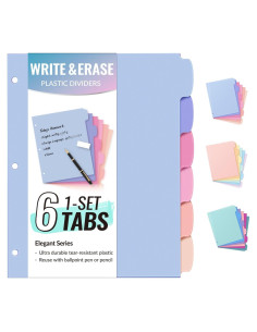 Divisores de Plástico Sooetz 6 Tabuladores Pastel para Carpeta
