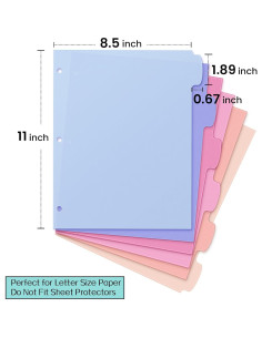 Divisores de Plástico Sooetz 6 Tabuladores Pastel para Carpeta 2