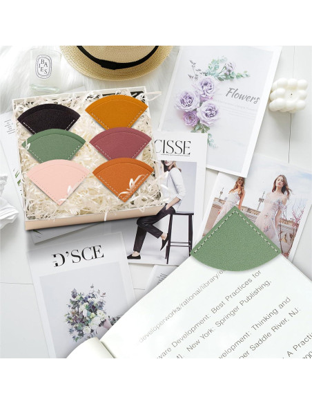 6 Marcadores de Página de Cuero PU Wayzton - Diseño Retro