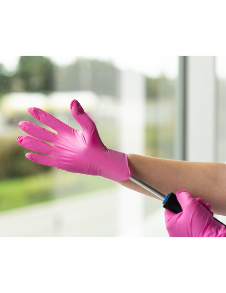 Guantes Desechables de Nitrilo Framar Rosa Medianos 100 Pzas
