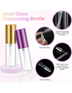 Botellas de Spray de Viaje Yinder 25 Pcs 5ml Vidrio Colores 2