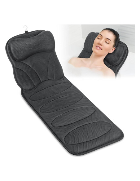 Almohada de Baño Completo MOAOO Gris 130x43 cm con Ventosas Almohada de Baño Completo MOAOO Gris 130x43 cm con Ventosas