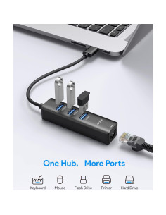 Adaptador USB a Ethernet ABLEWE 3 Puertos USB 3.0 Gigabit 2