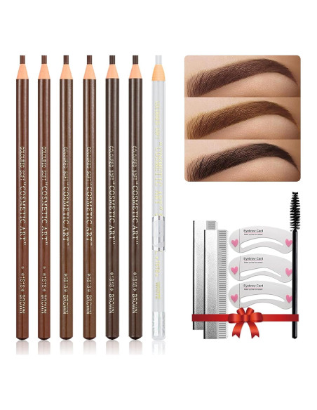 Set de Lápices de Cejas Despegables LSxia - 6 Colores + 1 Delineador