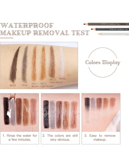 Set de Lápices de Cejas Despegables LSxia - 6 Colores + 1 Delineador