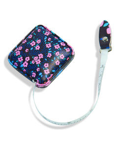 Cinta Métrica Retráctil Aaymoous 1.52m Cuero Florita Azul