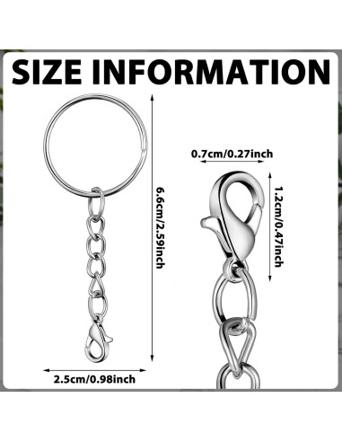 Juego de 100 Anillos de Llaveros Sasylvia Plateado para Manualidades