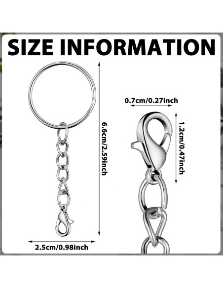 Juego de 100 Anillos de Llaveros Sasylvia Plateado para Manualidades