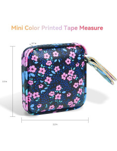 Cinta Métrica Retráctil Aaymoous 1.52m Cuero Florita Azul 2