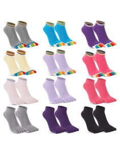 Calcetines de Pilates Antideslizantes para Mujeres - 12 Pares